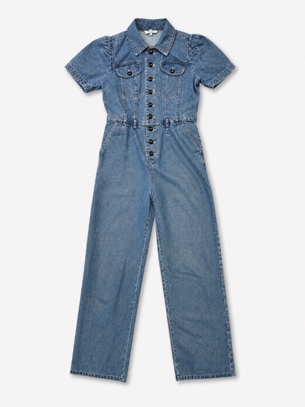 Sea New York Denim Puff Sleeve Jumpsuit Size2